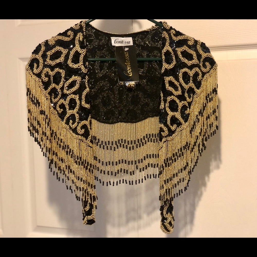 Silk/beaded/sequined shawl